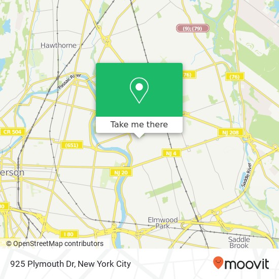 Mapa de 925 Plymouth Dr, Fair Lawn, NJ 07410