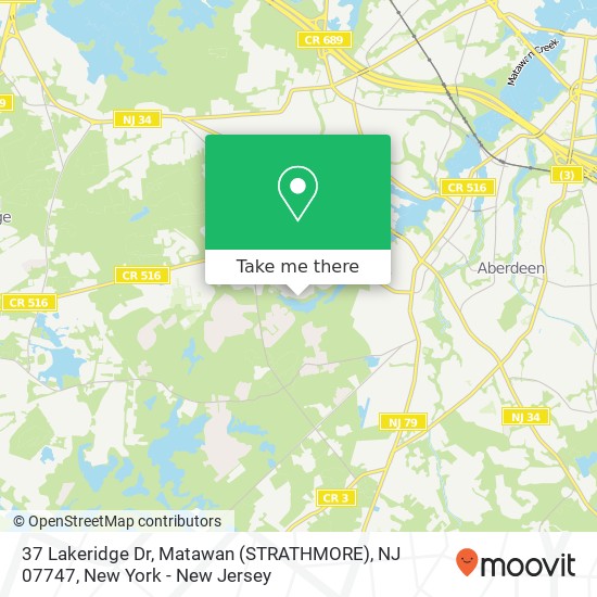 Mapa de 37 Lakeridge Dr, Matawan (STRATHMORE), NJ 07747