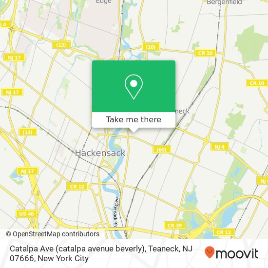 Mapa de Catalpa Ave (catalpa avenue beverly), Teaneck, NJ 07666