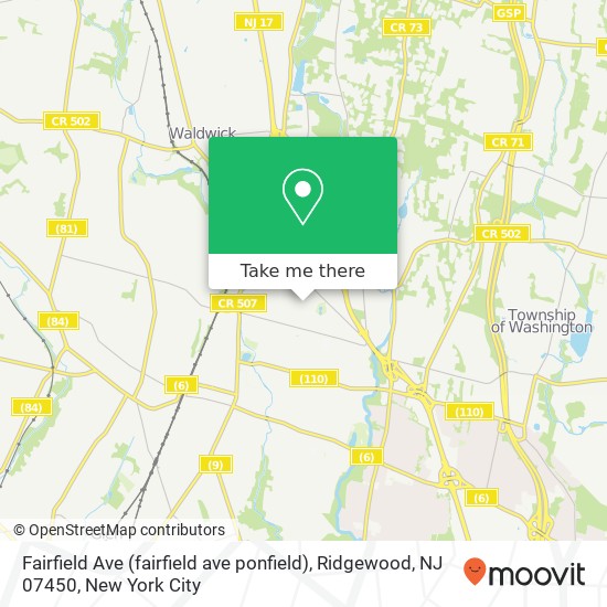 Mapa de Fairfield Ave (fairfield ave ponfield), Ridgewood, NJ 07450