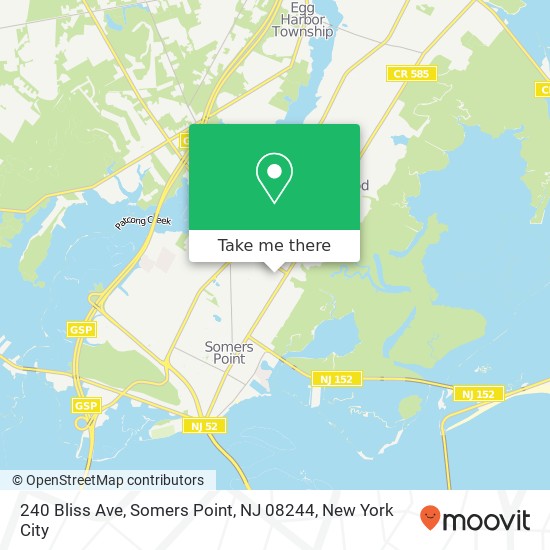 Mapa de 240 Bliss Ave, Somers Point, NJ 08244