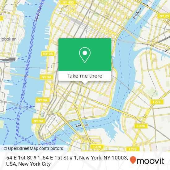 Mapa de 54 E 1st St # 1, 54 E 1st St # 1, New York, NY 10003, USA