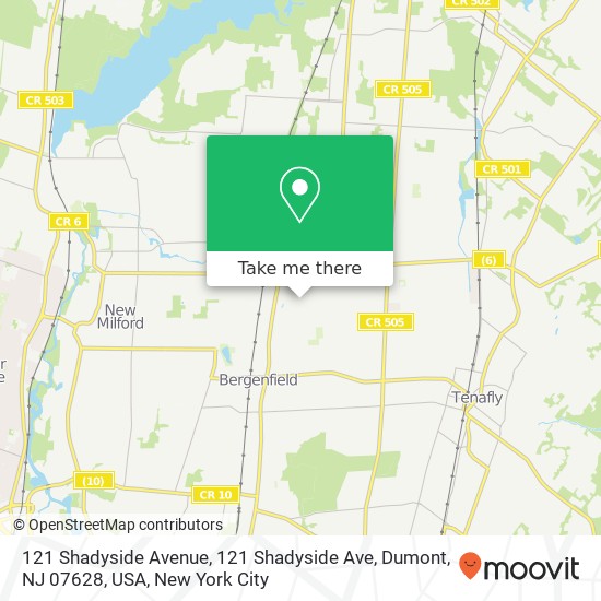 Mapa de 121 Shadyside Avenue, 121 Shadyside Ave, Dumont, NJ 07628, USA