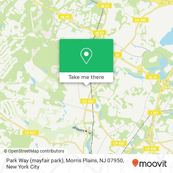 Mapa de Park Way (mayfair park), Morris Plains, NJ 07950