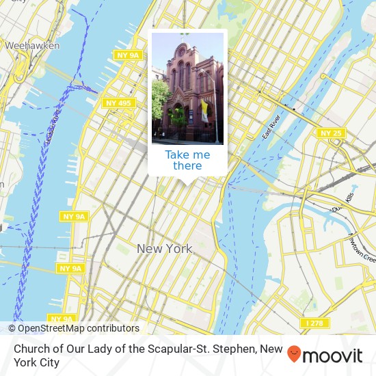 Mapa de Church of Our Lady of the Scapular-St. Stephen, Church of Our Lady of the Scapular-St. Stephen, 151 E 28th St, New York, NY 10016, USA
