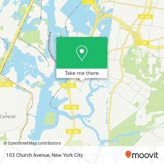 Mapa de 103 Church Avenue, 103 Church Ave, Staten Island, NY 10314, USA