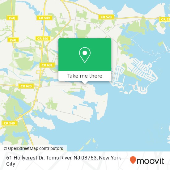 Mapa de 61 Hollycrest Dr, Toms River, NJ 08753