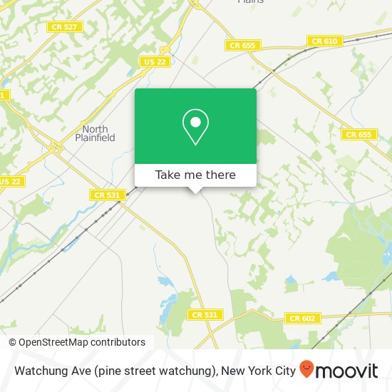 Mapa de Watchung Ave (pine street watchung), Plainfield, NJ 07060