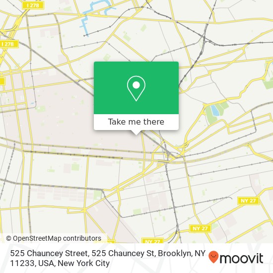 Mapa de 525 Chauncey Street, 525 Chauncey St, Brooklyn, NY 11233, USA