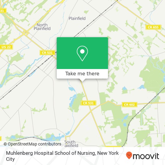 Muhlenberg Hospital School of Nursing, Moffett Ave map