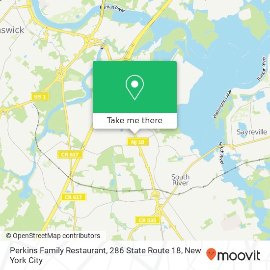Mapa de Perkins Family Restaurant, 286 State Route 18