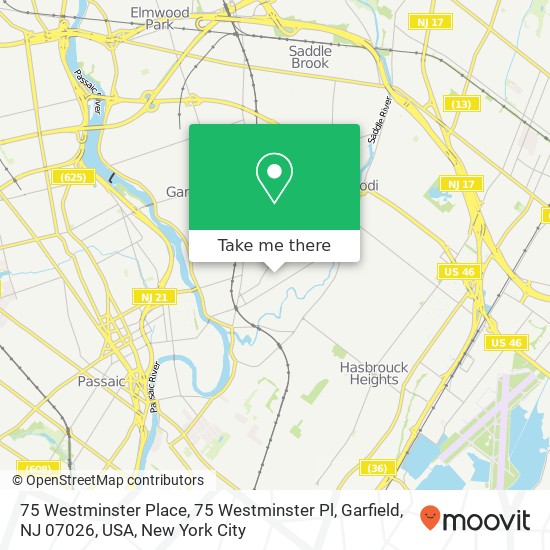 Mapa de 75 Westminster Place, 75 Westminster Pl, Garfield, NJ 07026, USA