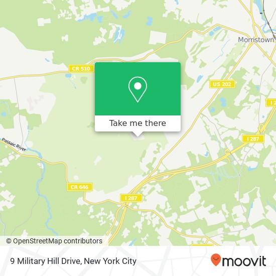 Mapa de 9 Military Hill Drive, 9 Military Hill Dr, Morristown, NJ 07960, USA