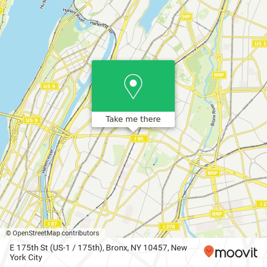 Mapa de E 175th St (US-1 / 175th), Bronx, NY 10457