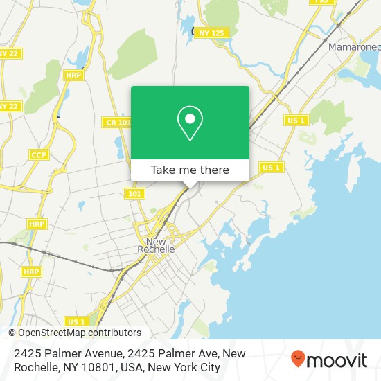 Mapa de 2425 Palmer Avenue, 2425 Palmer Ave, New Rochelle, NY 10801, USA