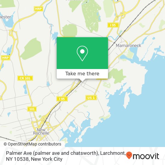 Mapa de Palmer Ave (palmer ave and chatsworth), Larchmont, NY 10538