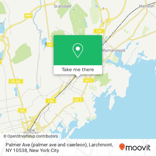 Mapa de Palmer Ave (palmer ave and caerleon), Larchmont, NY 10538