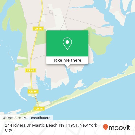 Mapa de 244 Riviera Dr, Mastic Beach, NY 11951