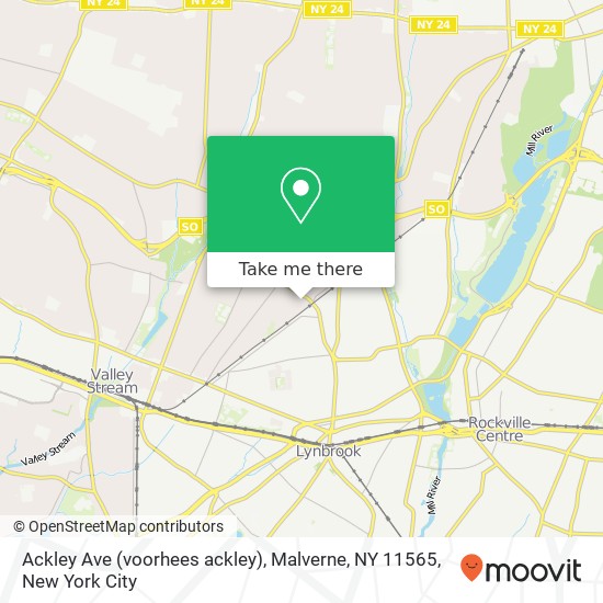 Mapa de Ackley Ave (voorhees ackley), Malverne, NY 11565