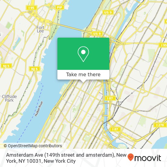 Amsterdam Ave (149th street and amsterdam), New York, NY 10031 map