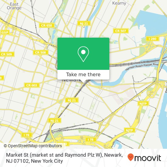 Mapa de Market St (market st and Raymond Plz W), Newark, NJ 07102