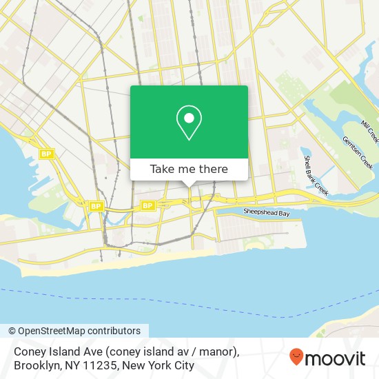 Mapa de Coney Island Ave (coney island av / manor), Brooklyn, NY 11235
