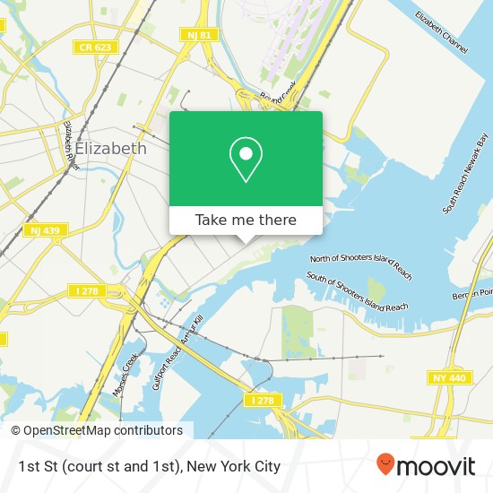 Mapa de 1st St (court st and 1st), Elizabethport, NJ 07206