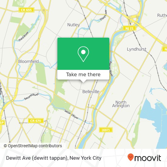 Mapa de Dewitt Ave (dewitt tappan), Belleville, NJ 07109