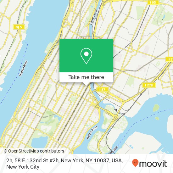 Mapa de 2h, 58 E 132nd St #2h, New York, NY 10037, USA
