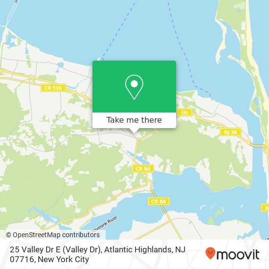 Mapa de 25 Valley Dr E (Valley Dr), Atlantic Highlands, NJ 07716