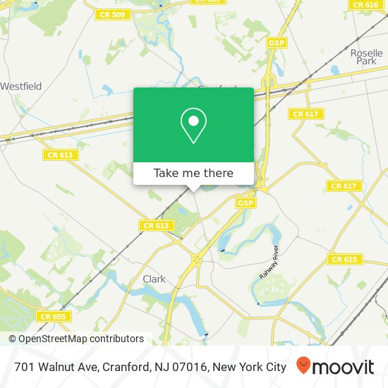 Mapa de 701 Walnut Ave, Cranford, NJ 07016