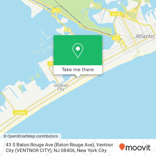 Mapa de 43 S Baton Rouge Ave (Baton Rouge Ave), Ventnor City (VENTNOR CITY), NJ 08406