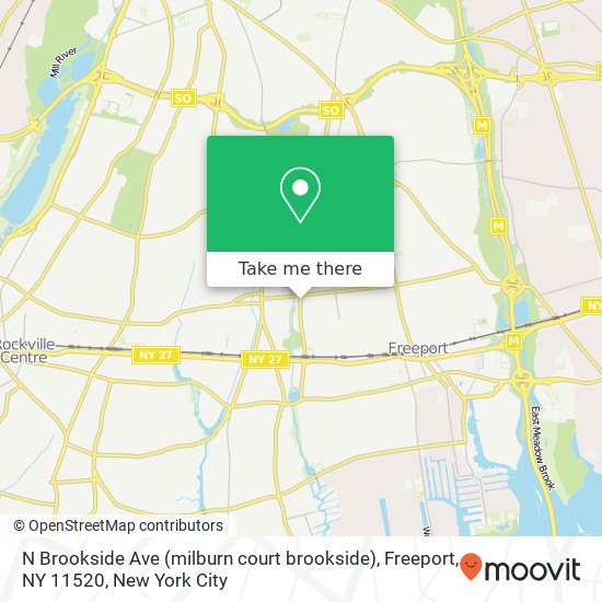 Mapa de N Brookside Ave (milburn court brookside), Freeport, NY 11520