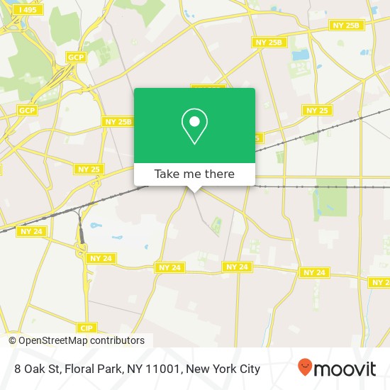 Mapa de 8 Oak St, Floral Park, NY 11001