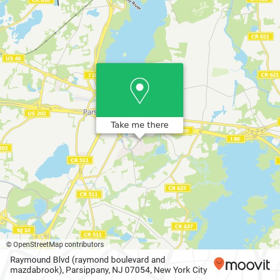 Mapa de Raymound Blvd (raymond boulevard and mazdabrook), Parsippany, NJ 07054
