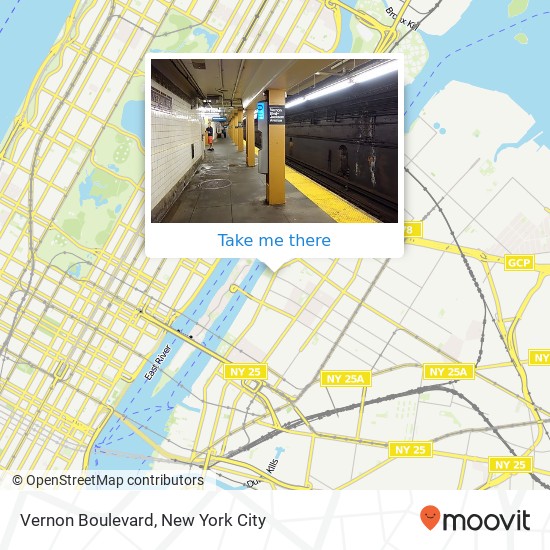 Mapa de Vernon Boulevard, Vernon Blvd, Queens, NY, USA