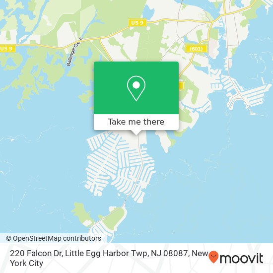 Mapa de 220 Falcon Dr, Little Egg Harbor Twp, NJ 08087