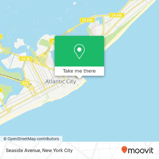 Mapa de Seaside Avenue, Seaside Ave, Atlantic City, NJ 08401, USA