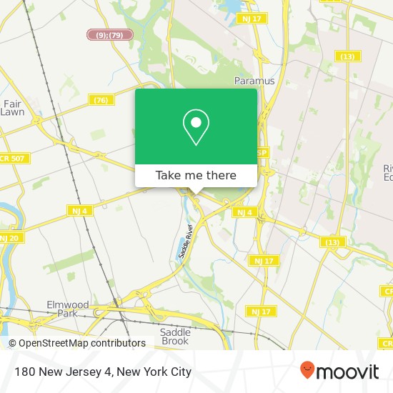 180 New Jersey 4, 180 NJ-4, Paramus, NJ 07652, USA map