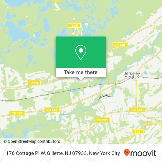 Mapa de 176 Cottage Pl W, Gillette, NJ 07933