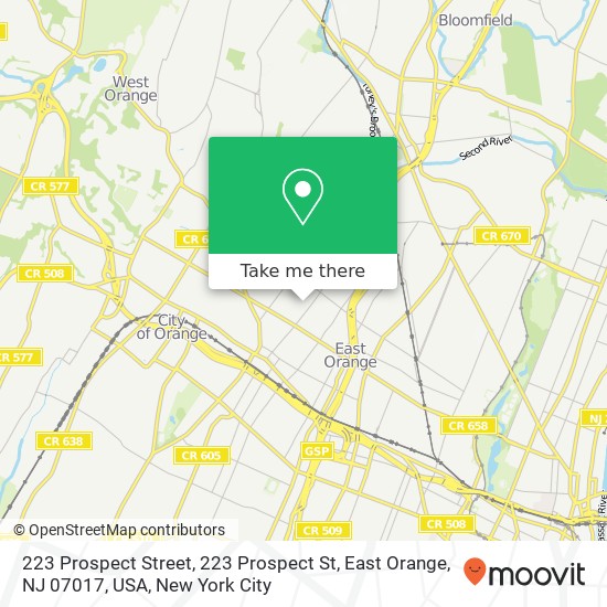 223 Prospect Street, 223 Prospect St, East Orange, NJ 07017, USA map