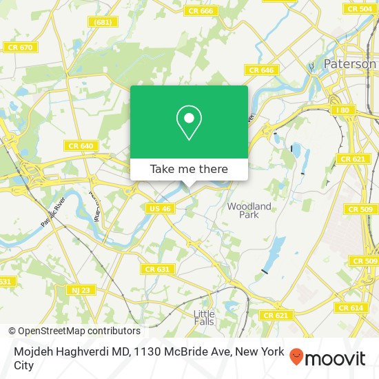 Mapa de Mojdeh Haghverdi MD, 1130 McBride Ave