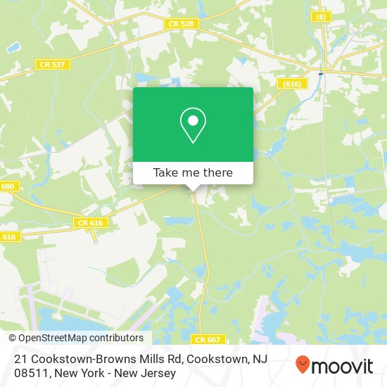 Mapa de 21 Cookstown-Browns Mills Rd, Cookstown, NJ 08511