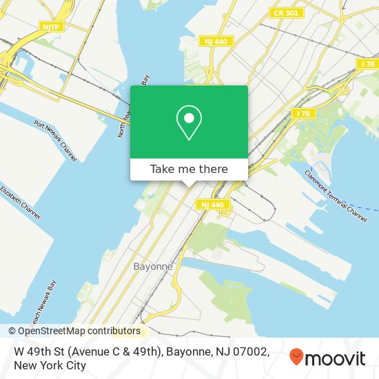 Mapa de W 49th St (Avenue C & 49th), Bayonne, NJ 07002