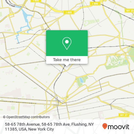 58-65 78th Avenue, 58-65 78th Ave, Flushing, NY 11385, USA map