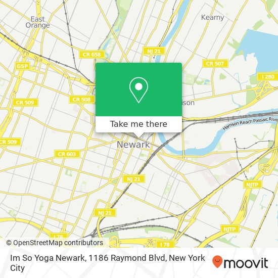 Mapa de Im So Yoga Newark, 1186 Raymond Blvd