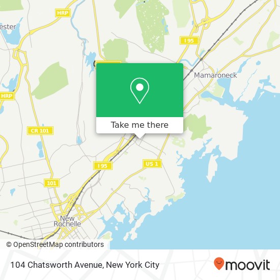 Mapa de 104 Chatsworth Avenue, 104 Chatsworth Ave, Larchmont, NY 10538, USA