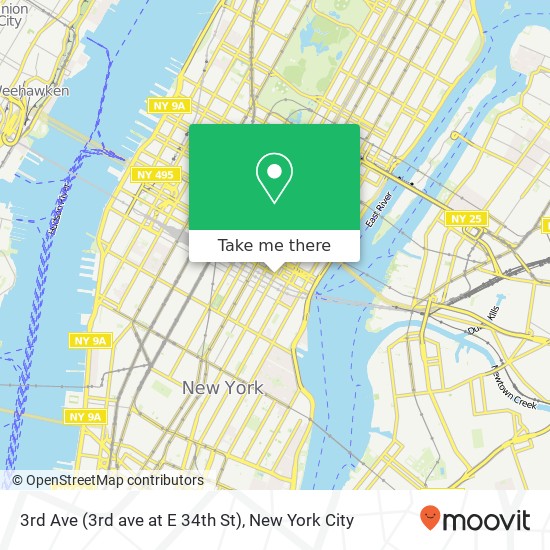 Mapa de 3rd Ave (3rd ave at E 34th St), New York, NY 10016