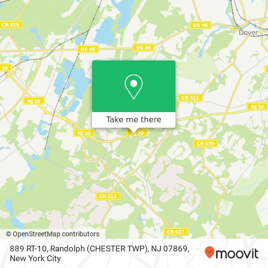 Mapa de 889 RT-10, Randolph (CHESTER TWP), NJ 07869