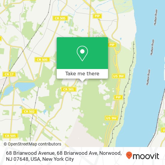 Mapa de 68 Briarwood Avenue, 68 Briarwood Ave, Norwood, NJ 07648, USA